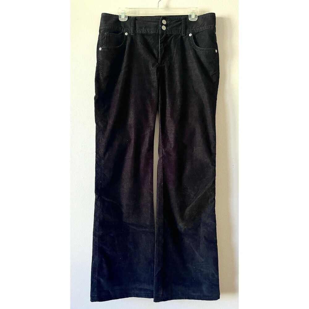 London Jeans Black Corduroy Flare Pants 16 Long Y2K Cowgirl